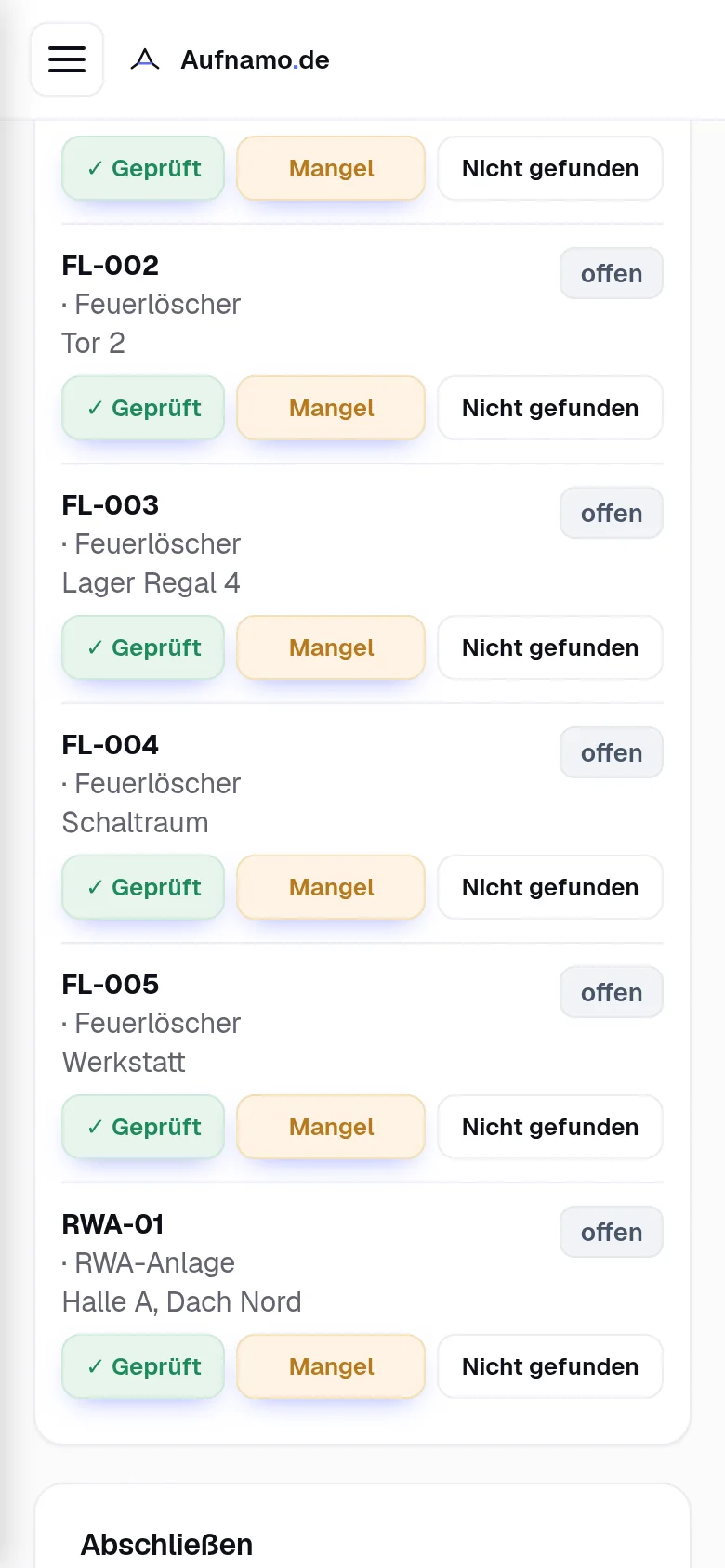Vor Ort — die Checkliste am Handy