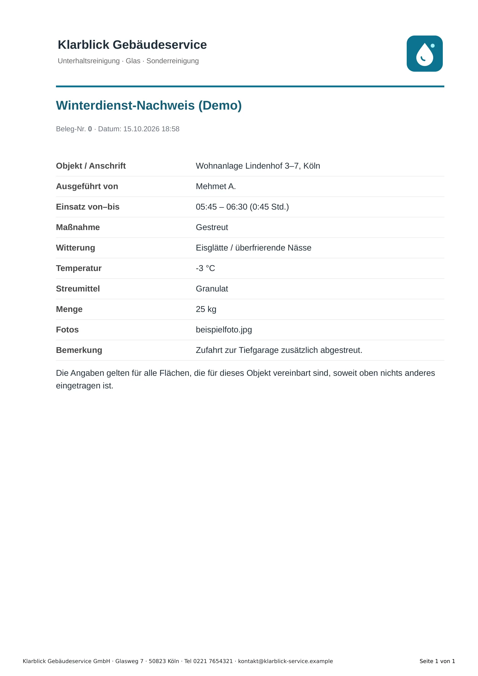 Das automatisch erzeugte PDF-Dokument.